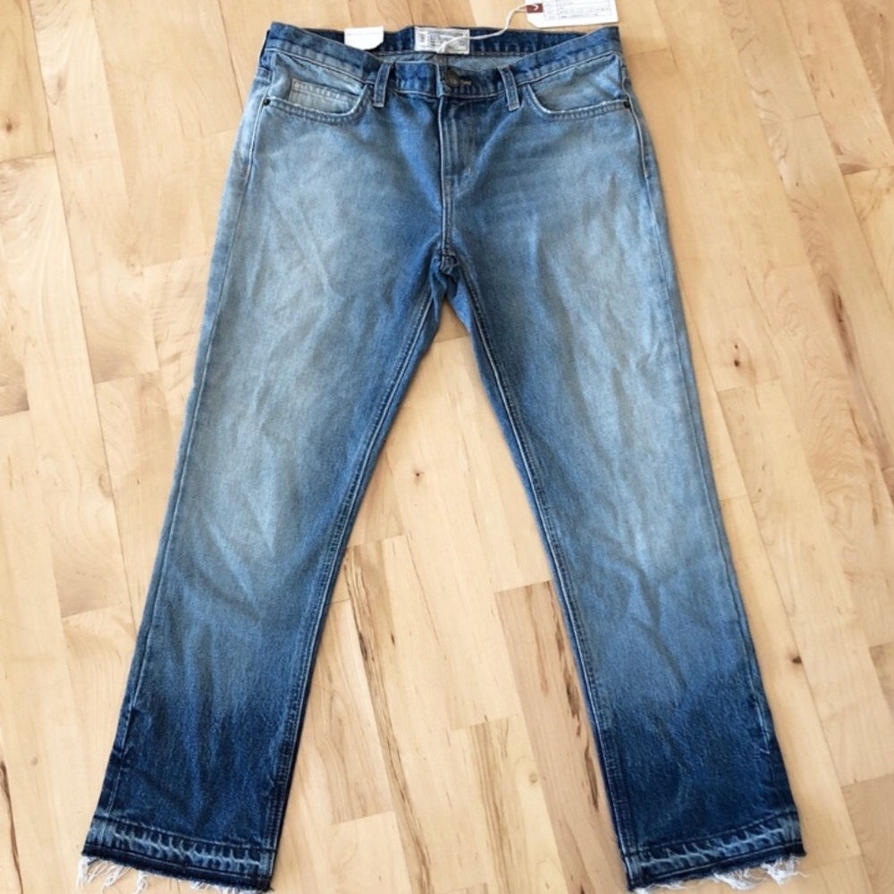 NEW CURRENT ELLIOT CROPPED STRAIGHT 1570 ombre boyfriend jeans in size 30